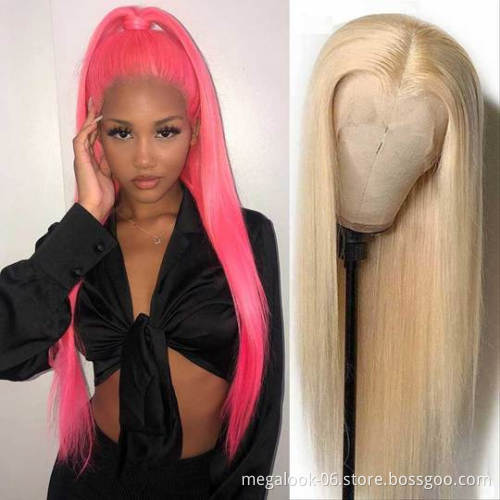 Megalook Human Hair Transparent Lace Wigs 613 T-part Wig Straight Hair Wig